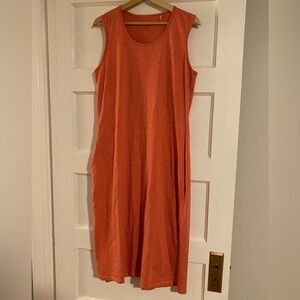 Toad & Co pink striped tank midi dress XL